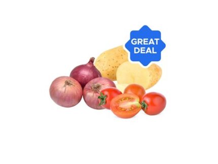 Combo of 3 - Onion 1 kg + Potato 1 kg + Desi Tomato 500 g, 1 kg + 1 kg + 500 g