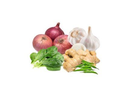 Combo of 5 - Onion 1 kg + Ginger  250 g + Garlic  200 g + Green Chilli 100 g + Spinach 200 g, 1 kg + 250 g + 200 g + 100 g + 200 g