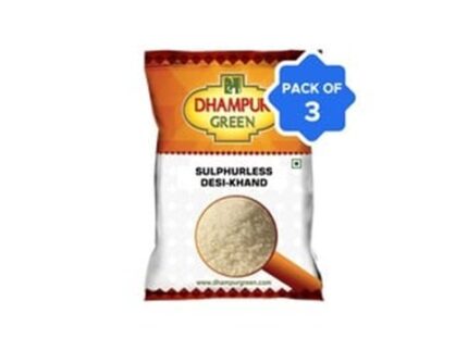 Dhampur Green Sulphurless Desi Khand - Pack of 3, 3 x 1 kg