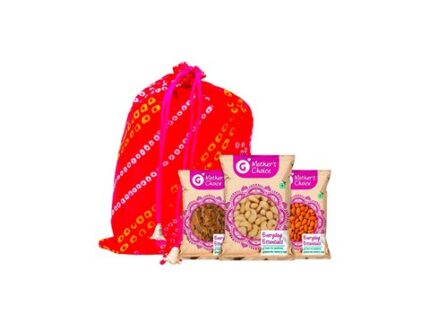 GMC Potli Dry Fruits Gift Pack Assorted (Almonds, Cashew & Raisins), 600 g