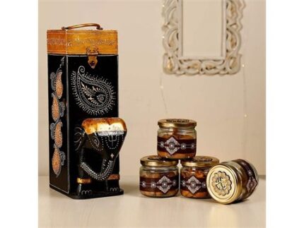 Handcrafted Wooden Gift Pack (Elephant Shaped) with Premium Dry Fruits (Variety of 4), 600 g