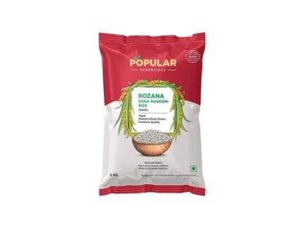 Popular Essentials Rozana Raw Sonamasuri Rice - 9 Months Old, 5 kg