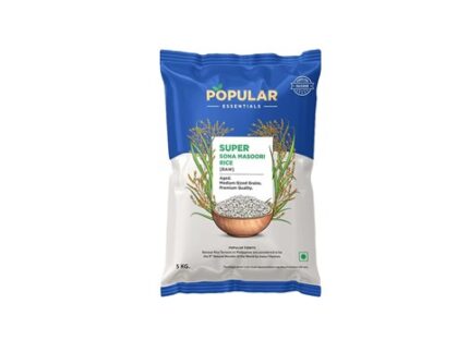 Popular Essentials Super Raw Sonamasuri Rice - 15 Months Old, 5 kg